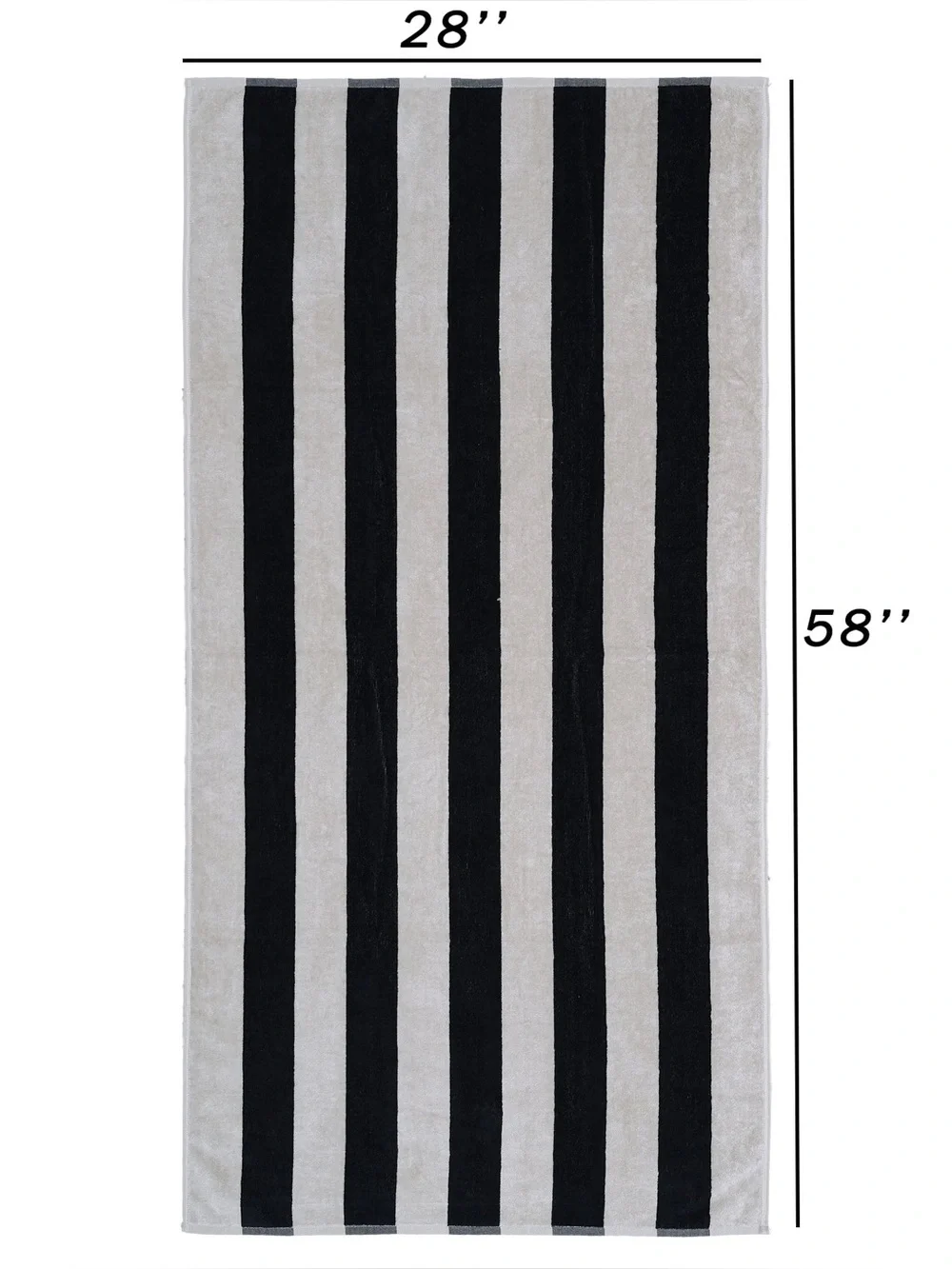 2-Mainstays Cabana Striped Cotton Beach Towel w/ Hanging Loop Black / Tan 28x58